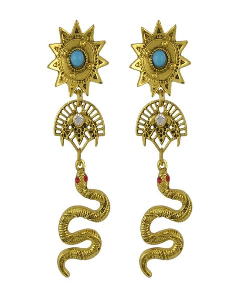 

2 colors trendy retro snake punk metal rhinestone party earrings4051223, Silver