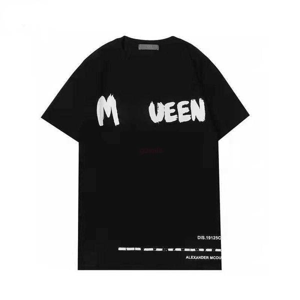

mens t shirt designer for men womens shirts fashion mcqueen tshirt with letters casual summer short sleeve man tee woman clothing asian size, White;black