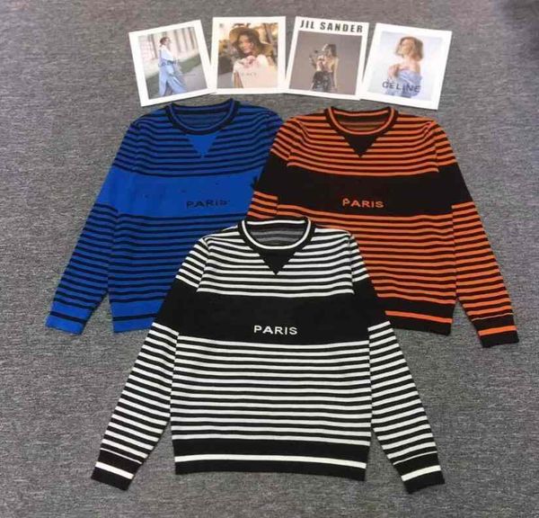 

designer sweater women's round neck striped fashion long sleeve casual classic vintage fashion clothes full letter luxurious senior new, White;black