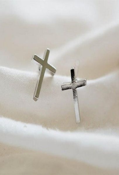 

fashion crosses ear studs smooth surface gold silver rose three color optional suitable for men and women9180496, Golden;silver