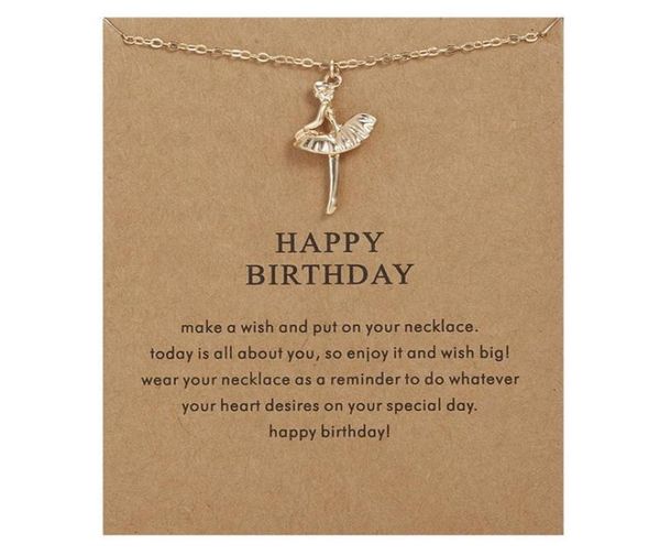 

happy birthday ballerina pendant necklace dance girl clavicle chain necklace for women girl jewelry accessories gifts2870614, Silver