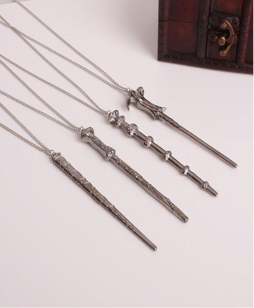 

fashion film magic wand pendant necklace keychain set women movie fan magician creative necklace for men s vintage jewelry gift9333680, Silver