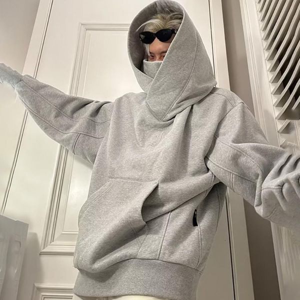 

men s jackets pullover face cover mid length spring hoodie oversized men for street 230707, Black;brown