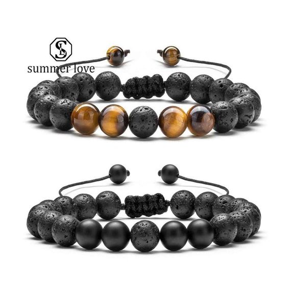 

link chain arrival 8 mm tiger eye stone bracelet for wome men adjustable round volcanic lava black beads healing nce jewelry drop 9750184