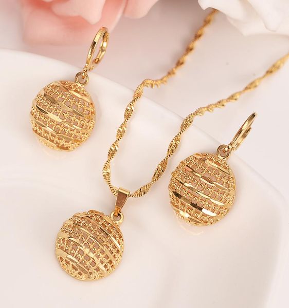 

gold necklace earring set women party gift round pendant jewelry sets daily wear mother gift diy charms women girls fine wedding j7920405, Black