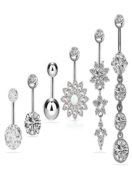 

new 6colors piercing body jewelry belly button navel rings dangle body piercing jewelry accessories charming rings bar1414868, Silver