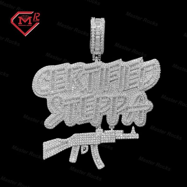 

luxury pendant necklace for men ice out hip hop jewelry 925 silver gra certificated steppa ak47 moissanite gun pendant