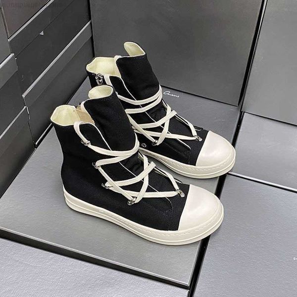 

rick women red leather boots owens leather luxury sneakers streetwear hip hop men's casual shoes, Black