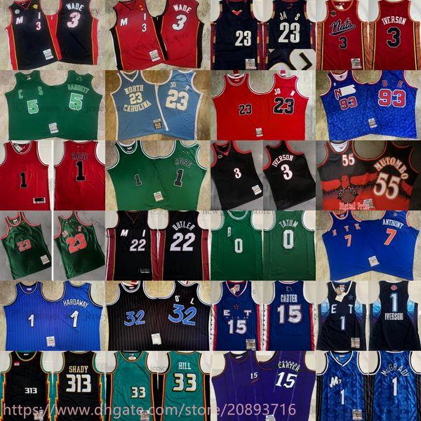 

authentic double embroidered mitchell and ness eastern basketball 91 dennis rodman jersey toni kukoc vince carter kevin garnett larry miller, Black;red