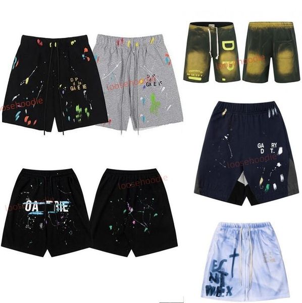 

men's casual sports shorts galleryes depts shorts designer colorful ink-jet hand-painted french classic printed mesh sports drawstring, White;black