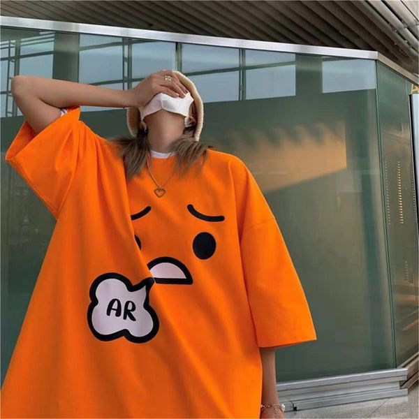 

pants cute cotton tshirt streetwear oversized cartoon t shirt funny high street orange casual gothic haruku loose tshirt female, White