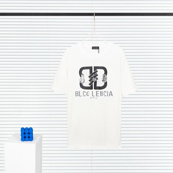 

blcg lencia 2023 summer new 250g 100% cotton fabric t-shirt men print color drop sleeve loose tshirts oversize 202354, White;black