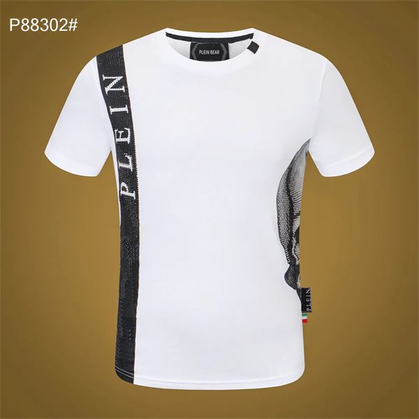 

plein bear t shirt mens designer tshirts brand clothing rhinestone skull men t-shirts classical hip hop streetwear tshirt casual tees pb 112, White;black