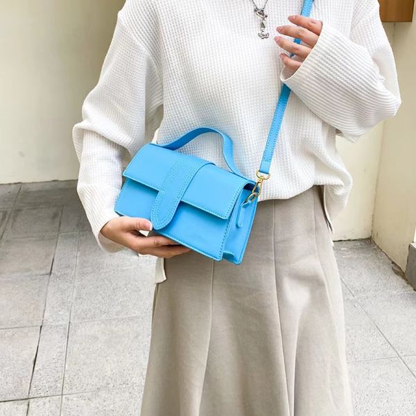 

french designer j fashion handbag texture underarm bag simple small square bag handbag purse burst mini clutch bag candy color messenger bag