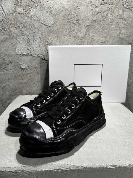 

maison mihara yasuhiro 2023 new black dirty shoes open smile suede dissolved shoes mmy shoes thick sole niche
