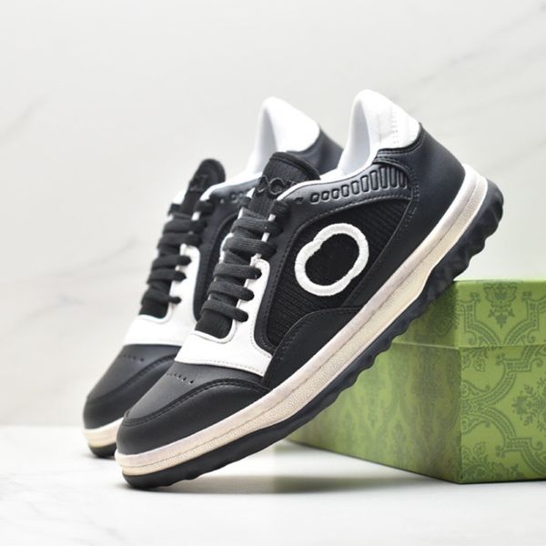 

fashion designer shoes luxury mac80 casual shoes summer new alphabet printed leather vintage sneakers casual elevated shoes for men and wome, Black