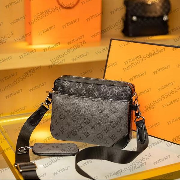 

2pcs/handbags men leather trio messenger bags luxury shoulder bag make up bag designer handbag tote man's bag zrwed tyqnf bkn