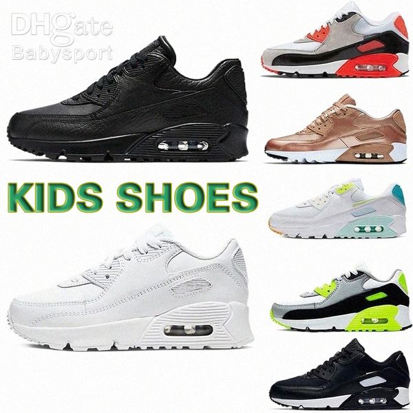 

athletic outdoor with box kids 90 designer brand kids shoes baby sports sneaker toddler classic children boy and gril sport sneakers, Black