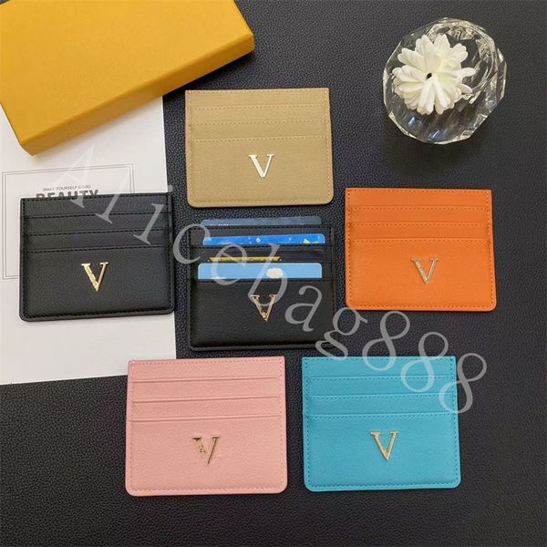 

2023 new luxury brand card holders gold logo v brand 5 colors 7 layer card holder purse bag for women men litchi grain credit coin clutch ba, Brown;gray
