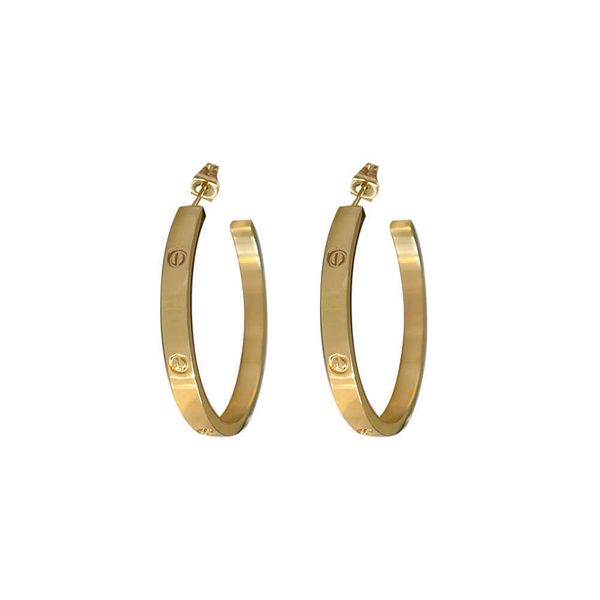 

designer lkstyle new high end light luxury carti earrings ins personalized titanium steel colorless popular and versatile o48c, Golden;silver