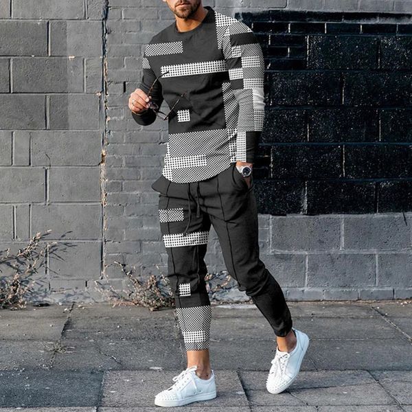 

men's tracksuits autumn tracksuit long sleeve t shirtpant suit men's streetwear vintage sweatshirt oversized men clothing 2 piece, Gray