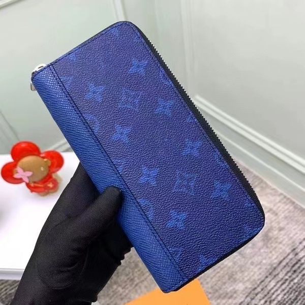 

m30447 men's new luxury long blue wallet card bag, Red;black