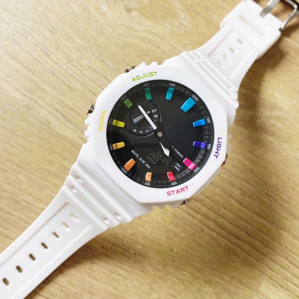 

original shock watch digital sport quartz 2100 watch white rainbow oak series detachable and assembling waterproof dial, Slivery;brown