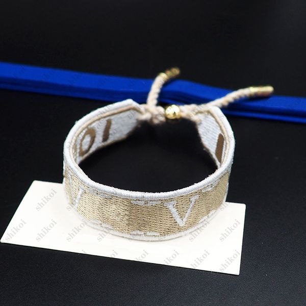 

mens handrope luxury designer bracelet fashion hand rope canvas embroidered flower bracelet womens party wedding jewelry new style, Golden;silver
