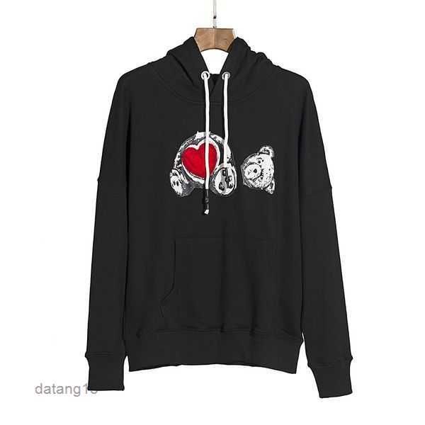 

mens palms designer hoodie flocking leopard print towel embroidery guillotine bear hoody hoodies men angles women sweaters hooded sweatshirt, Black