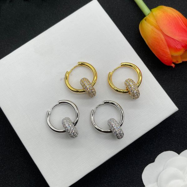 

designer luxury stainless steel earrings hoop earrings fashion women fully-drilled geometric brand letter wedding party jewelry accessories, Golden;silver