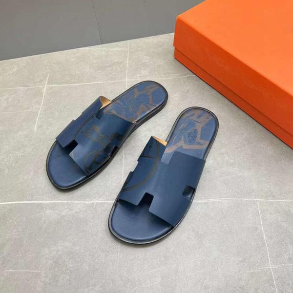 

fashion men casual oran slippers sandals family flat sliders italy refined blue nude white splicing leather slides designer summer shower ro, Black