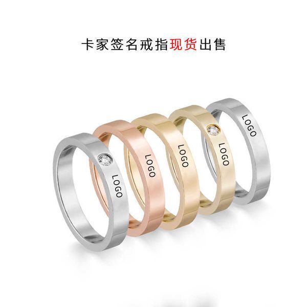 

high version carti english signature ring classic 18k rose gold love series fashion couple, Silver