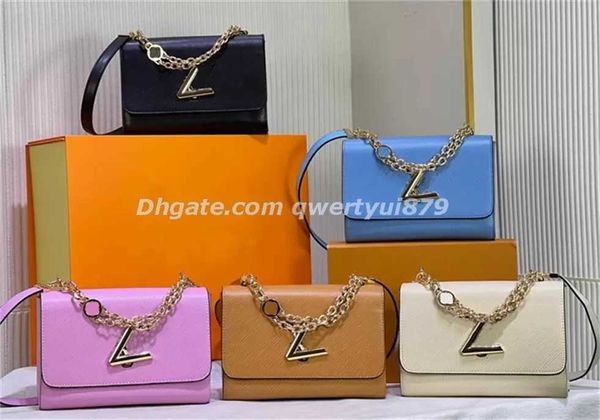 

fashion twist bag crossbodys tote handbag flip hasp tote chain handbags designer women luxury genuine leather shopping pocket wallet purse