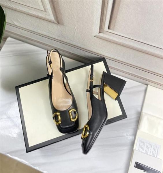 

genuine leather sandals for women mid-heel slingback with latest arrive italian fashion brand woman's sandal size 35-427020834, Black