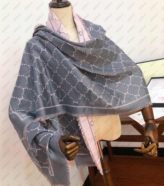 

scarf designer silver winter fashion scarf for woman classic double letter retro shawl warm temperament cashmere wrap large size 70*180cm, Blue;gray