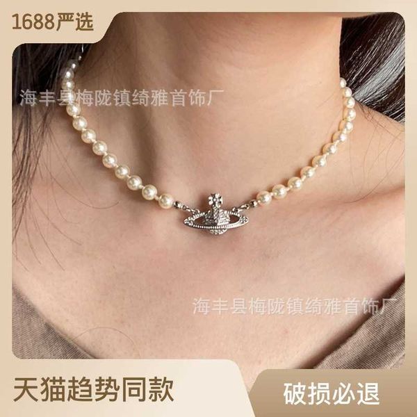 

empress dowager vivian pearl necklace with a niche design high-end and elegant nana's same sweater chain, Silver