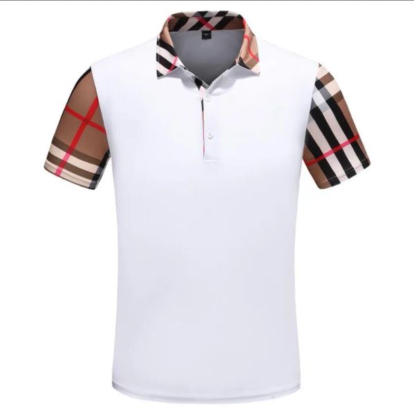

summer new designer men's square collar polo t-shirt black and white beige plaid brand 100% cotton printed fashion men's t-shirtl5, White;black