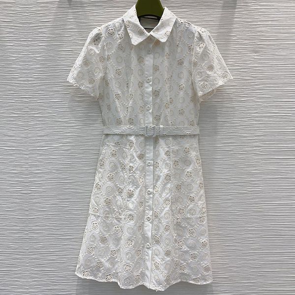 

designer dress new women designer clothing lace jacquard dress with lapel and waistband for a slimming look single breasted a-line skirt, Black;gray