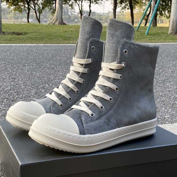 

rick casual shoes women's high leather horsehair ro owens street men's sneakers, Black