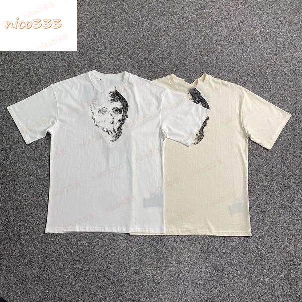 

23ss new t shirt skull back letters cotton loose round neck versatile street men and women short sleeve, White;black