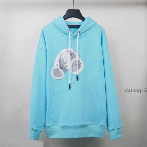 

mens palms designer hoodie flocking leopard print towel embroidery guillotine bear hoody hoodies men angles women sweaters hooded sweatshirt, Black