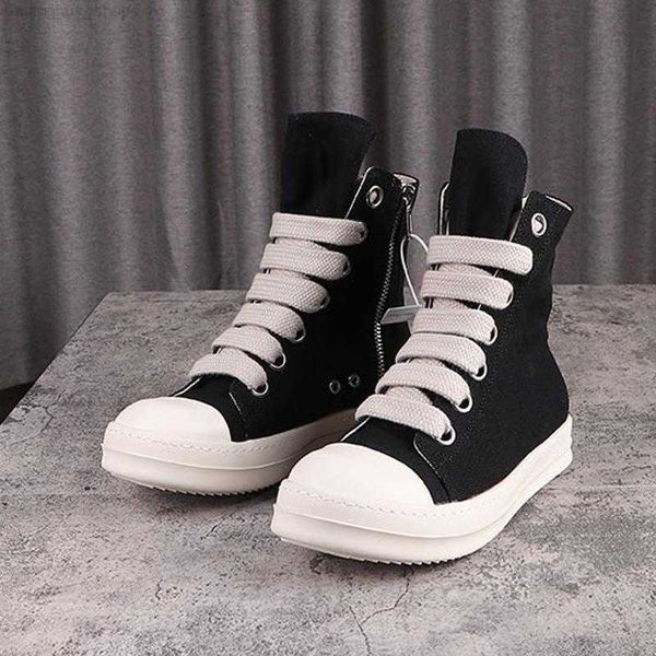 

breathable 2022 boots shoes high rick male fashion thick bottom dark owens canvas sneakers ankle comfortable lace up black lace men mens