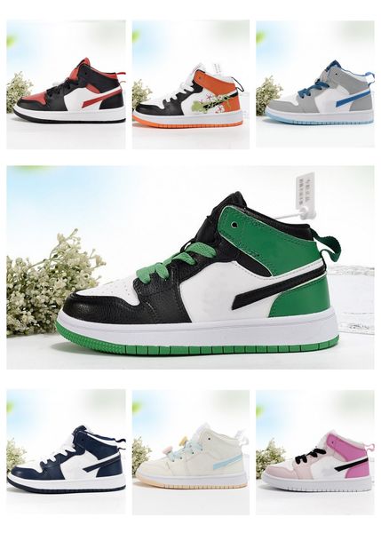 

1 kids basketball shoes 1s stealth patent green black toe royal bred university blue visionaire obsidian light smoke grey lucky green pink t