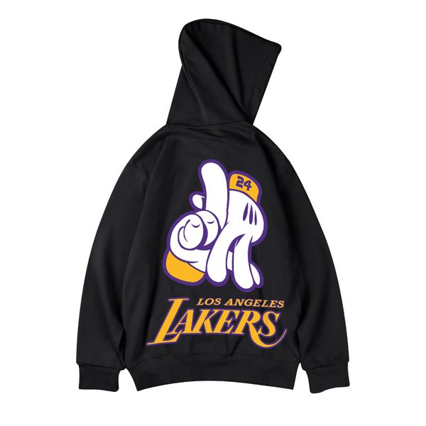 

designer man hoodies lakers men women pullover hoody sweatshirt long sleeve crewneck loose hooded sweater white black cotton clothing 2xl