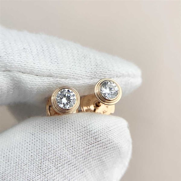 

high version carti v gold plated mijin 10 point love screw single diamond earrings female ufo plug simple bubble 18k, Golden;silver