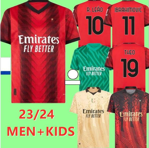 

ibrahimovic 23 24 koche soccer jerseys ac milans giroud de ketelaere rafa leao tonali theo dest football shirt 2023 2024 special fourth 4th, Black;yellow