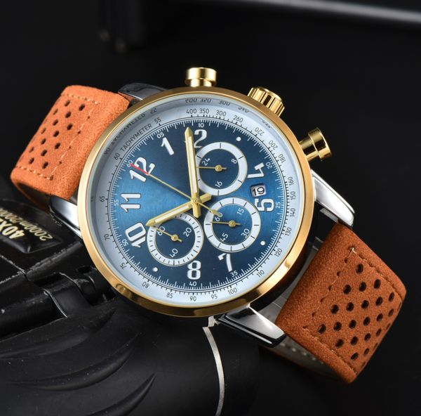 

orologio mens quartz movement watches stainless steel chronograph wristwatch super luminous watcherproof watch montre de luxe, Slivery;brown