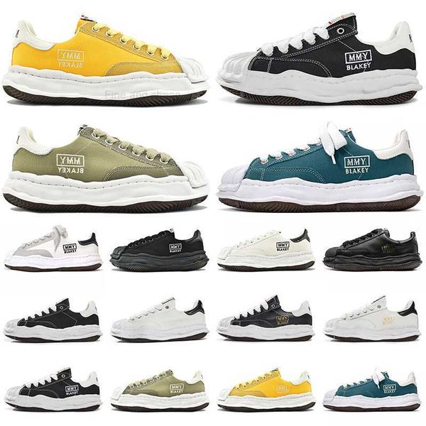 

men women designer casual shoes maison mihara yasuhiro mmy blakey platform canvas shoe leather black white yellow green sneakers mens traine