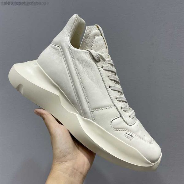 

rick fashion men's casual shoes genuine leather men sneakers women boots owens women's sneaker streetwear high street sport walkin, Black