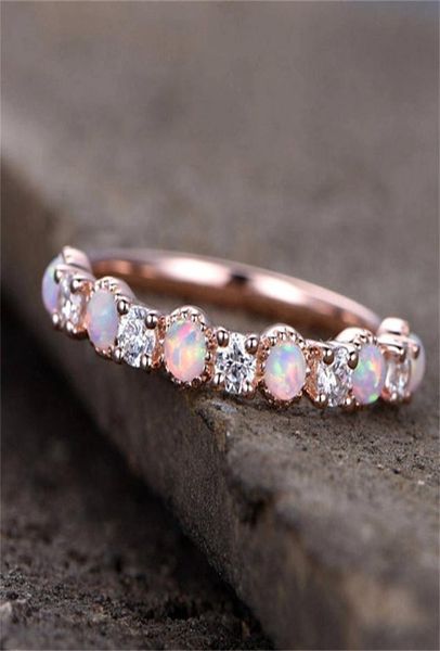

new women gorgeous rose gold filled pink fire opal ring party cocktail rings size 6103682160, Silver